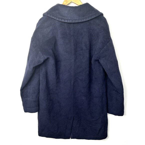 Vtg Hilary Radley New York Womens Wool Coat Button Up Notched Collar Blue Sz 10 - Picture 2 of 14
